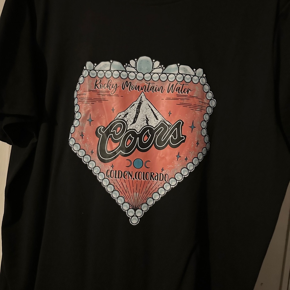 SHEIN Black Graphic Tee with Pink and White Design